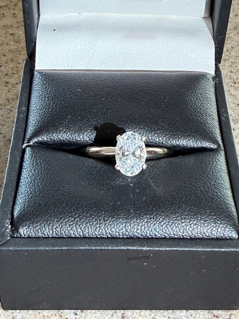 1 CT Lab Grown Oval Diamond Solitaire Ring 14K White Gold Size 8